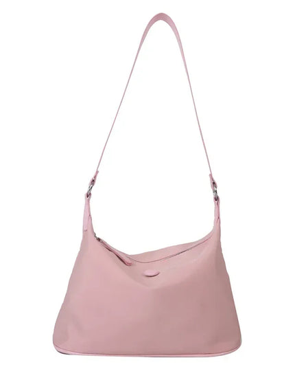 Pink Nylon Underarm Bag Lightweight Small Shoulder Handbag for Women Girls