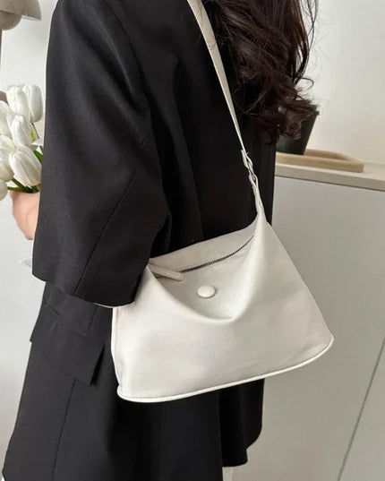 Pink Nylon Underarm Bag Lightweight Small Shoulder Handbag for Women Girls