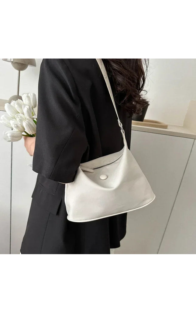 Pink Nylon Underarm Bag Lightweight Small Shoulder Handbag for Women Girls