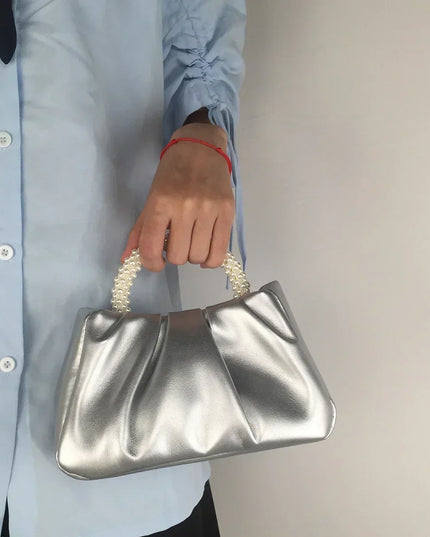 Luxury Pearl Handle Women's Clutch Handbag Shoulder Bag