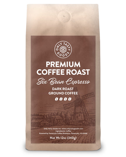 Six Bean Espresso Dark Roast Ground, Speciality Coffee Beans, Fresh Roasted