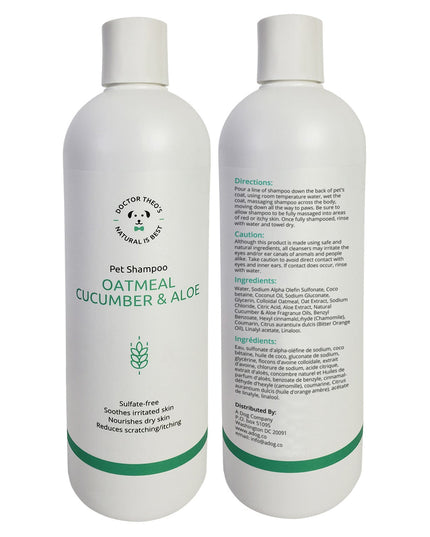 Dr. Theo's Dog Shampoo – Oatmeal, Cucumber & Aloe (16 oz)