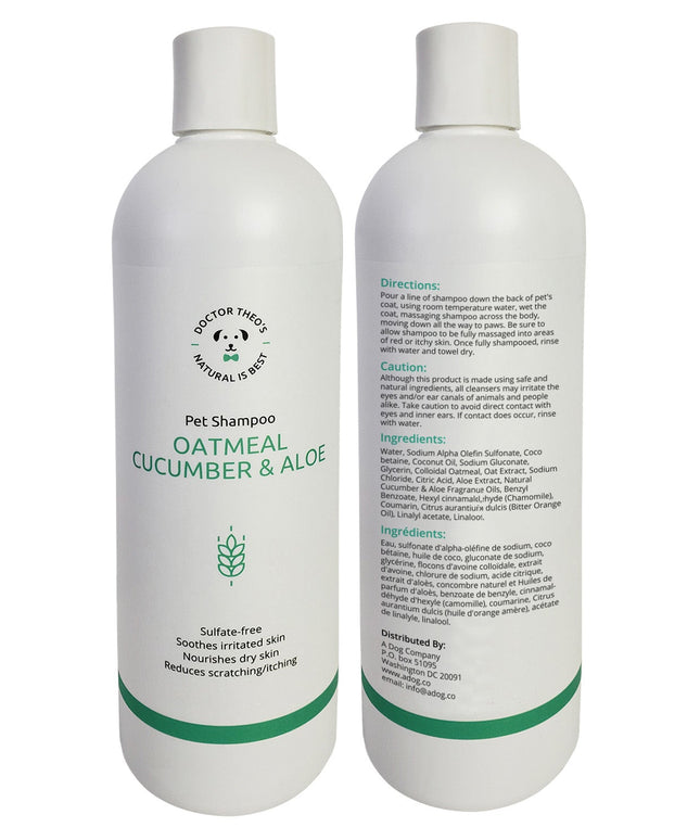 Dr. Theo's Dog Shampoo – Oatmeal, Cucumber & Aloe (16 oz)