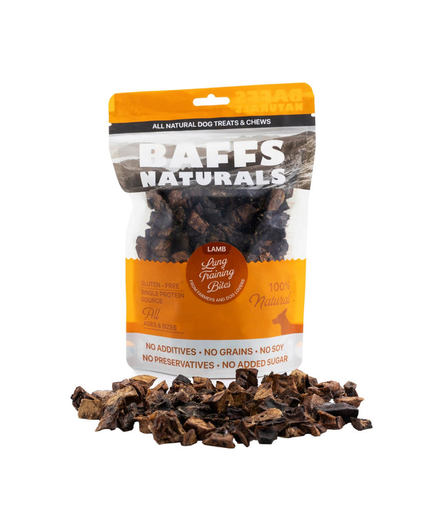 BAFFS NATURALS Lamb Lung Training Bites – All-Natural, Protein-Packed Dog Treats (7oz Bag)