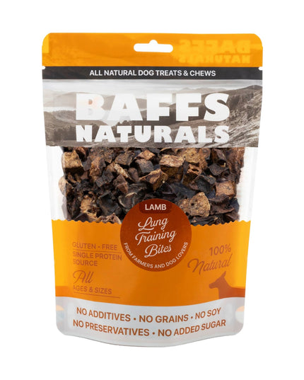 BAFFS NATURALS Lamb Lung Training Bites – All-Natural, Protein-Packed Dog Treats (7oz Bag)