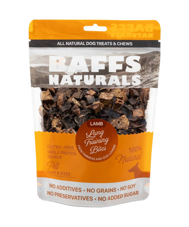 BAFFS NATURALS Lamb Lung Training Bites – All-Natural, Protein-Packed Dog Treats (7oz Bag)
