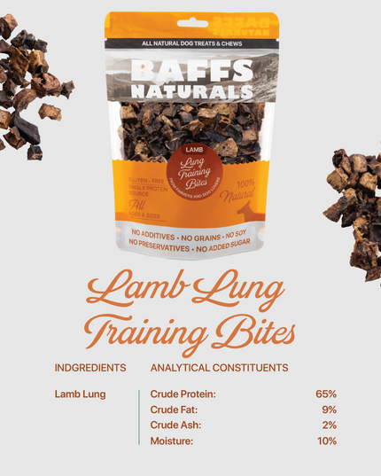 BAFFS NATURALS Lamb Lung Training Bites – All-Natural, Protein-Packed Dog Treats (7oz Bag)