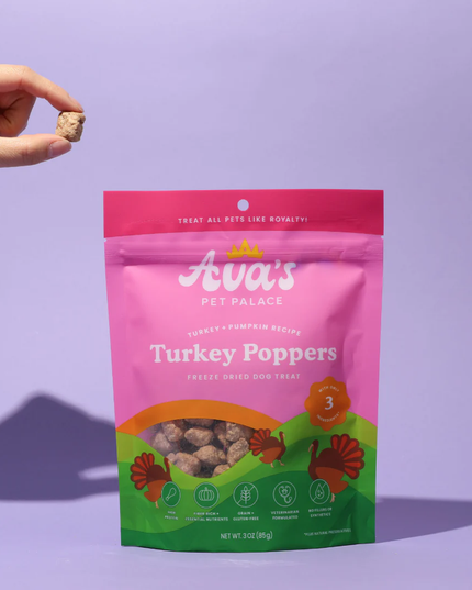 Ava's Pet Palace Freeze Dried Dog Treats - Turkey Poppers (3oz)