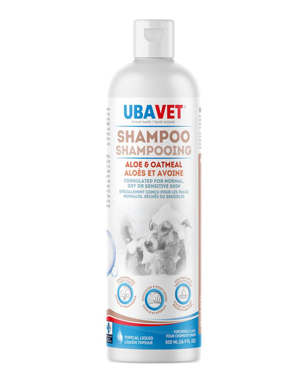 UBAVET Aloe & Oatmeal Shampoo for Dogs & Cats – Gentle Hydrating Formula – (16.9 fl oz / 500ml)