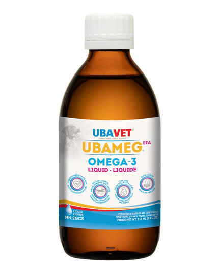 UBAVET Ubameg Omega-3 Fatty Acid Liquid for Dogs & Cats –  (8 fl oz / 237ml)