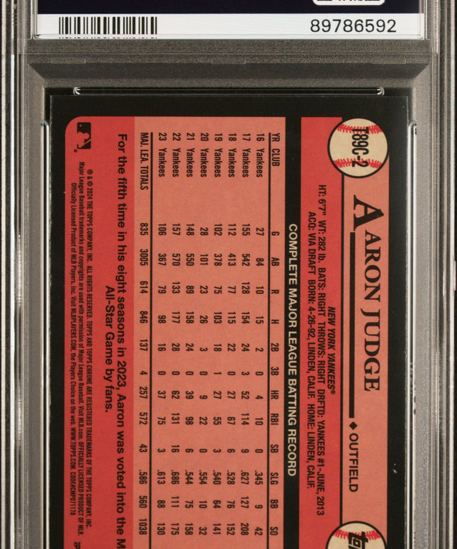 Graded 2024 Topps Silver Pack Aaron Judge #T89C2 Baseball Card PSA 10 Gem Mint