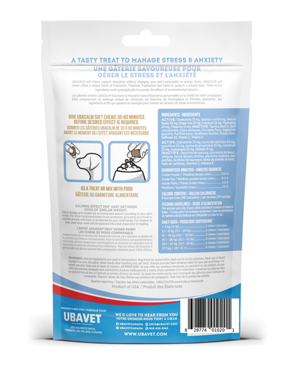 UBAVET Ubacalm Calming and Stress Relief Soft Dog Chews