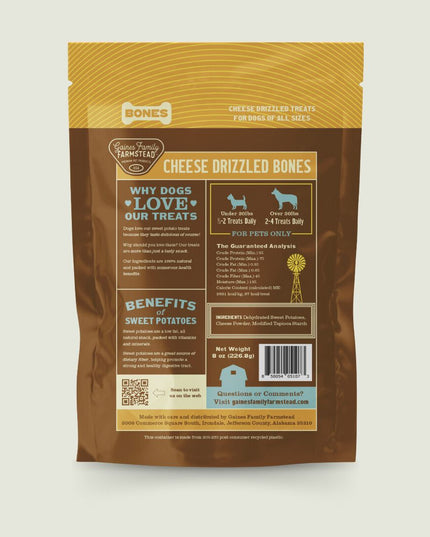 Cheese Drizzled Sweet Potato Bones