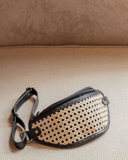 Raja Leather and Cane Sling Bag