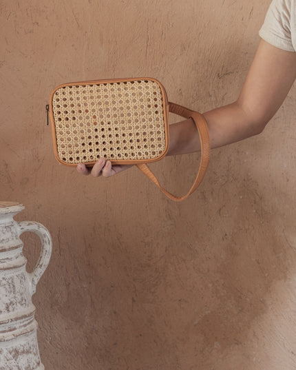 Vera Leather and Cane Belt Bag
