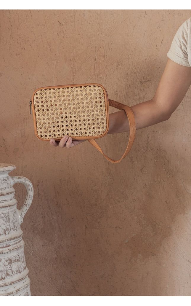 Vera Leather and Cane Belt Bag
