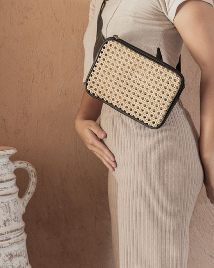 Vera Leather and Cane Belt Bag