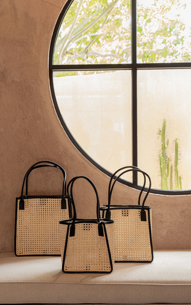 Citra Leather and Rattan Tote Bag