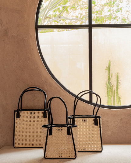 Citra Leather and Rattan Tote Bag