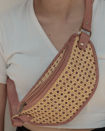 Raja Leather and Cane Sling Bag