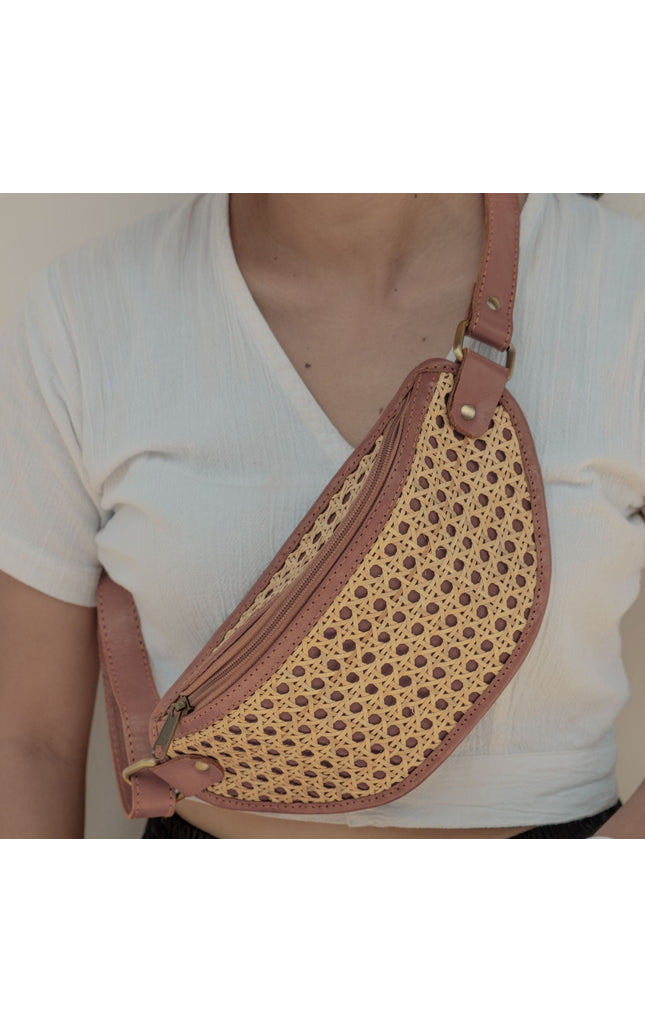 Raja Leather and Cane Sling Bag