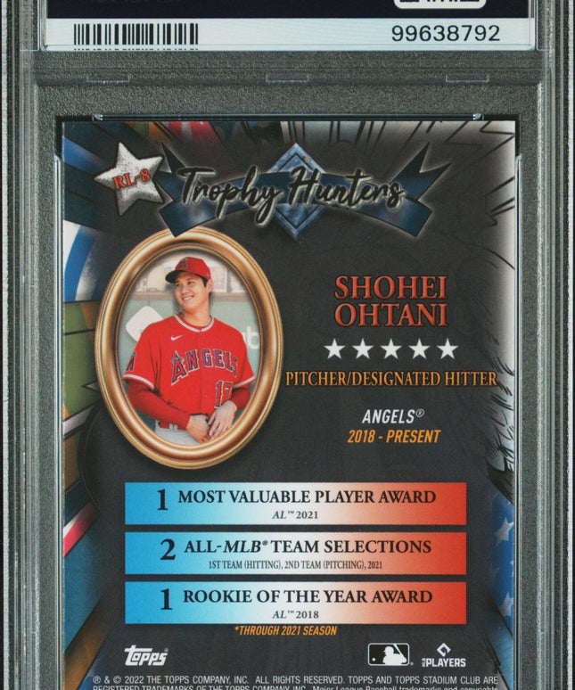 Graded 2022 Topps Stadium Club Chrome Shohei Ohtani #RL8 Trophy Hunters Baseball Card PSA 10 Gem Mint