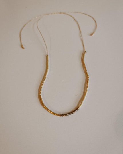 Gold Beaded Necklace and Bracelet Set