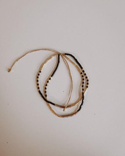 Gold Beaded Necklace and Bracelet Set