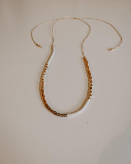 Gold Beaded Necklace and Bracelet Set