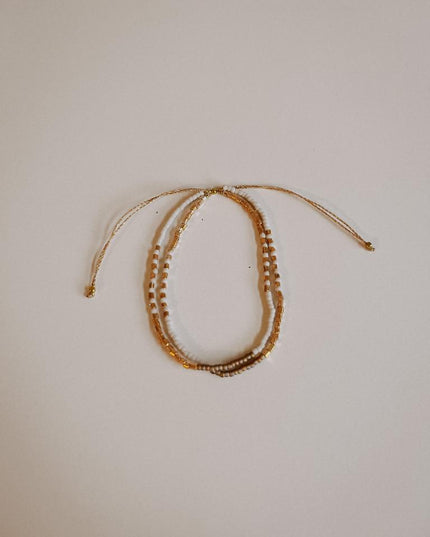 Gold Beaded Necklace and Bracelet Set