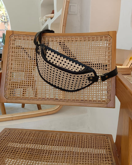 Raja Leather and Cane Sling Bag