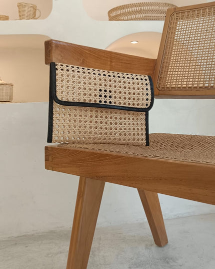 Eva Leather and Rattan Clutch