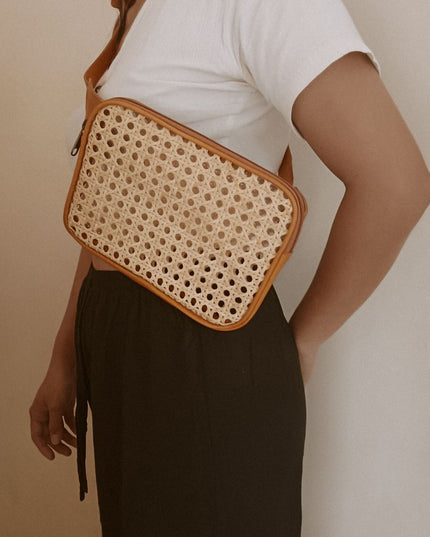 Vera Leather and Cane Belt Bag