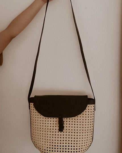 Rumi Leather and Cane Bucket Bag