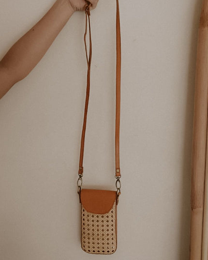 Nia Leather and Rattan Phone Sling