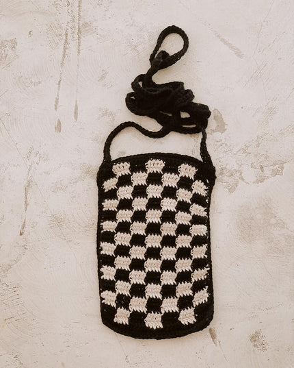 Checkered Crochet Phone Sling Bag