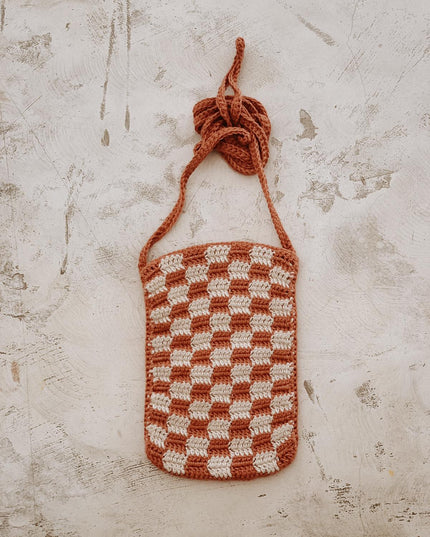 Checkered Crochet Phone Sling Bag