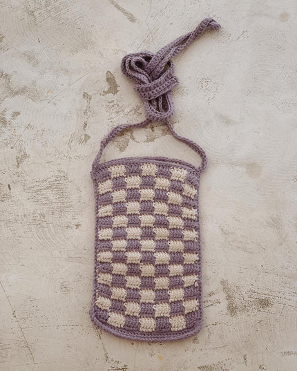 Checkered Crochet Phone Sling Bag
