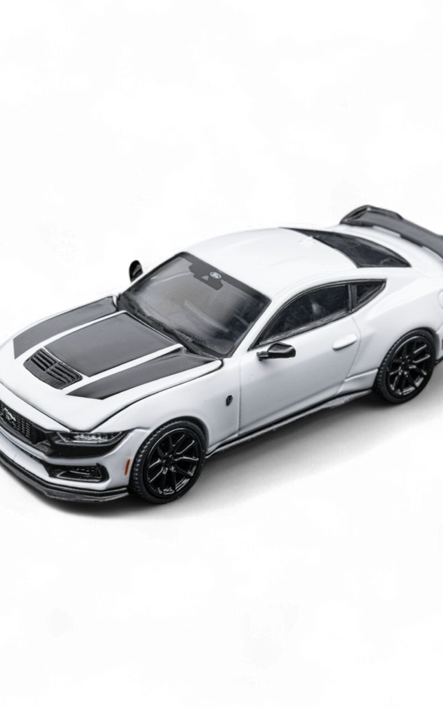 (Pre-Order) DCM Mustang Dark Horse - Crystal White - Black Wheels 1:64