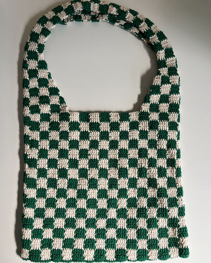 Checkered Crochet Shoulder Bag
