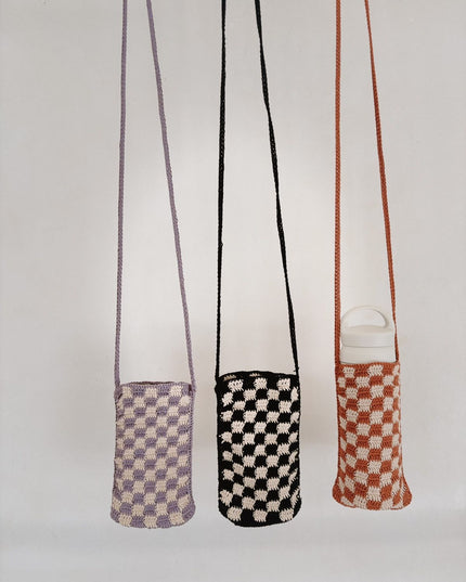 Checkered Crochet Phone Sling Bag