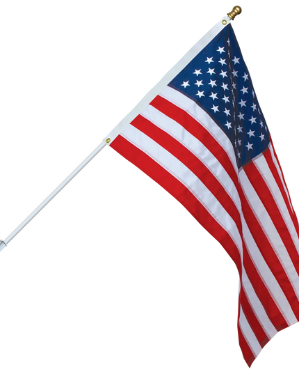 Non Tangle Flagpole Kit w/ Flag, Adjustable Bracket & Aluminum Pole