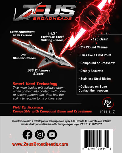 ZEUS 125 GRAIN BROADHEADS (3 PACK)