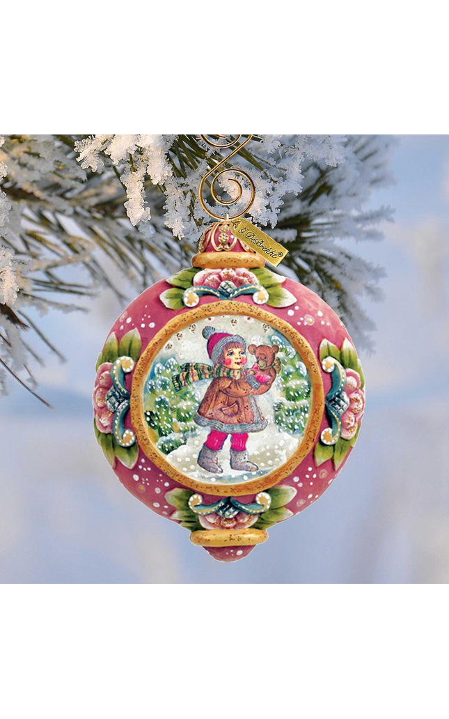 Girl Teddy Bear Sculpted Hand-Painted Christmas Ornament by G.DeBrekht - 6102423
