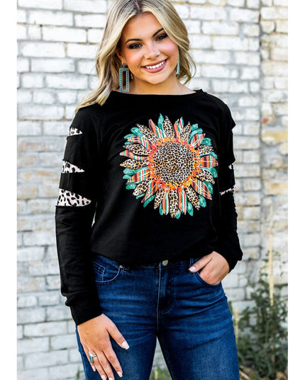 Women Graphic Leopard Patch Sweatshirt