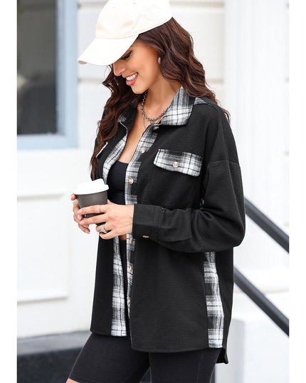 Plaid Button Down Collared Jacket