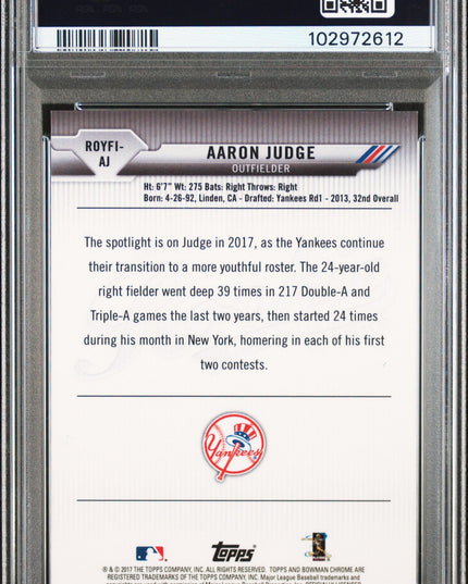 Graded 2017 Topps Bowman Mega Box Aaron Judge #AJ Chrome ROY Favorites Rookie RC Baseball Card PSA 10 Gem Mint