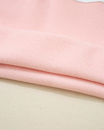 Colorblock Patchwork Half Button Baggy Sweatshirt