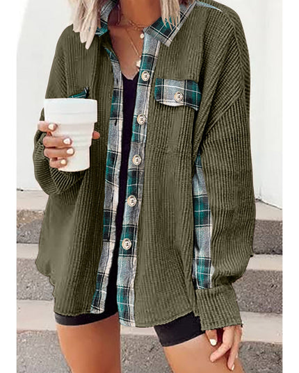 Plaid Button Down Collared Jacket