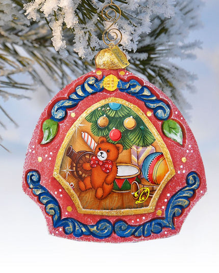 Teddy Bear Medallion Sculpted Hand-Painted Christmas Ornament by G. DeBrekht - Christmas Decor - 6102842